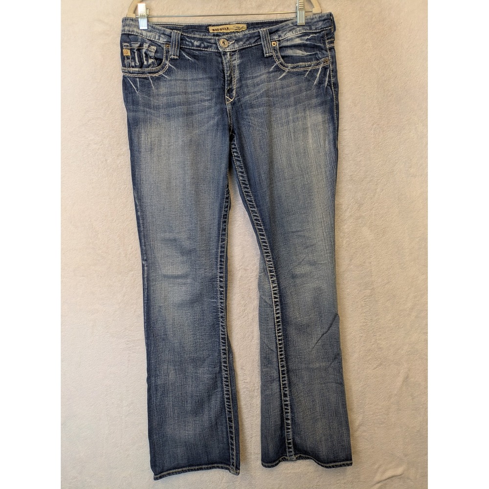 Big‎ Star Casey JR Jeans Women's 32L Blue Low Rise Thick Stitch Bootcut